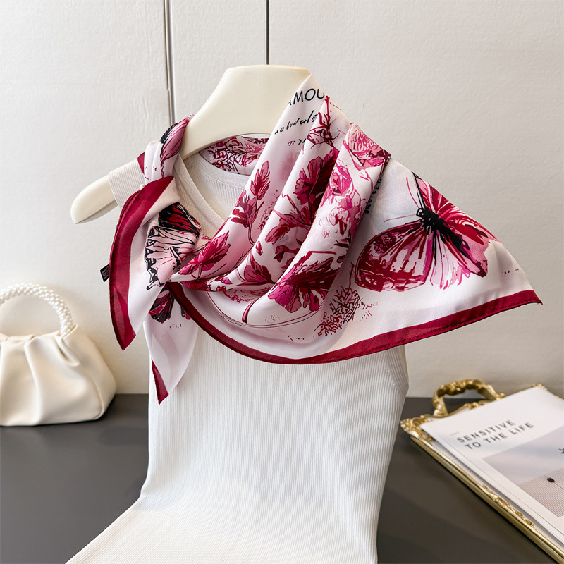 Syal Sutra Persegi Motif Kupu- - Wrist Wraps ulasan dan harga